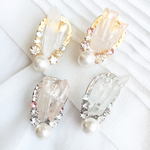 ＊天然石クリスタル×パールピアス/イヤリング＊送料込