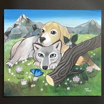 G様【ご購入用】専用ページ ビーグル犬とオオカミの壁掛けイラスト(2) 原画 アート 絵画