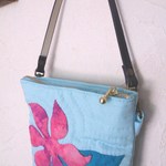 ♪ハワイアンキルト♪プルメリアのバックinバック〜ブルー〜
