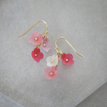 和紙の花「小さな花畑」ピンク・白　 イヤリング／ピアス 