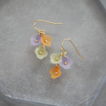 和紙の花「小さな花畑」 オレンジ・紫・黄緑　イヤリング／ピアス 