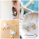 【新作】春夏＊スターフィッシュ 大粒アクアマリンさざれ石 イヤリング/ピアス