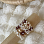 【4点セット】ビーズリング　フラワーリング　brown set