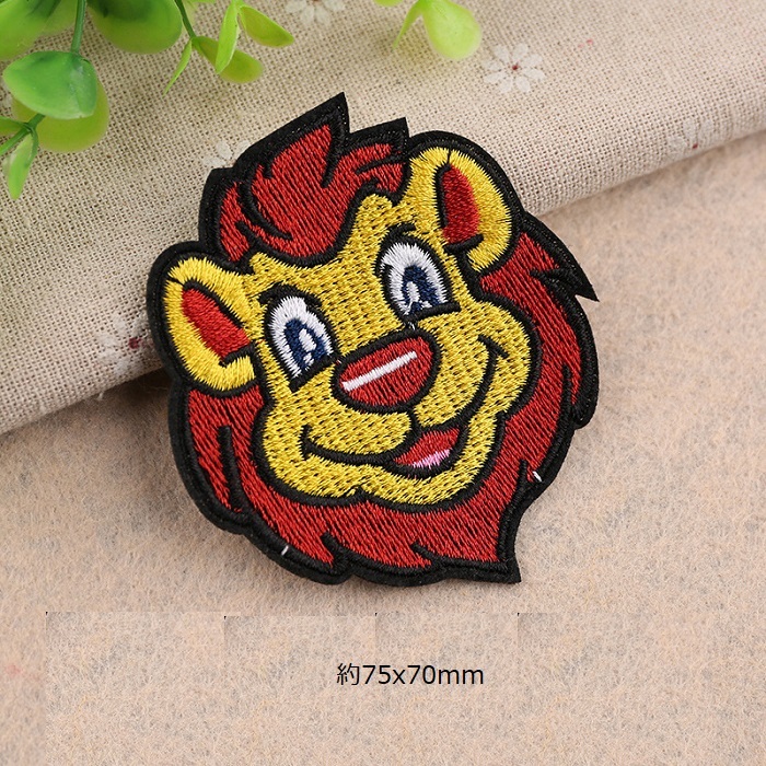 30's〜40's ライオン フェルトワッペン チェーンステッチ 591 ライオン 約6.7*10cm 刺繍 アイロンワッペン 水っぽく