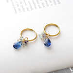 再販☆14kgf *カイヤナイト×フローライト【チャーム/ピアス/イヤリング】天然石/ブルー/揺れる