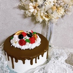 【チョコドリップ】ケーキトッパー付きシュガークレイケーキ
