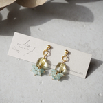"Lemon*smokyquartz×Grandidierite" サージカルステンレス レモンスモーキークォーツ グランディディエライト ピアス 