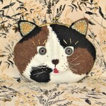 おとぼけ顔の猫のがま口ショルダーバッグ（三毛猫）