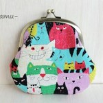 POP猫☆手のひらサイズぺたんこがま口財布