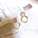 再販…パール 桜ピンク🌸系ビジュー ジルコニアピアス／イヤリング フォーマルにも