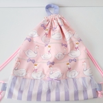 送料無料★スワン柄★体操服入れ　ナップサック　ゆめかわ