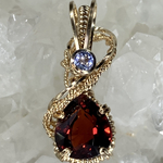 スペサルティンガーネット　タンザナイト　ペンダントトップ　ワイヤージュエリー