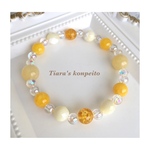 内面からの美しさ・魅力/ハニージェイドとマザーオブパールの蜂蜜🍯カラーブレスレット(再販)