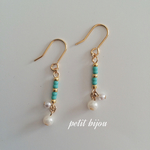 16kgp✳︎Mint Blue☆パールのピアス