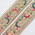 インド刺繍リボン gota刺繍【生成り】インド刺繍/刺繍リボン/リボン/シルクリボン/トリム/ブレード/ジャガードリボン/チロリアンテープ/レース/チュール