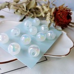 【10個】【16mm】【オーロラホワイト】人魚姫　鈴丸ビーズ　透明感　アクセサリーパーツ ハンドメイド　DIY　　AB050-2