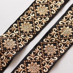 インド刺繍リボン　シルクダマスク【ブラック】インド刺繍/刺繍リボン/リボン/シルクリボン/トリム/ブレード/ジャガードリボン/チロリアンテープ/レース/チュール