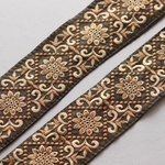 インド刺繍リボン　シルクダマスク【カーキ】インド刺繍/刺繍リボン/リボン/シルクリボン/トリム/ブレード/ジャガードリボン/チロリアンテープ/レース/チュール