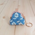 刺繍レース　超ミニ　がま口アクセサリーケース　ミニポーチ　コインケース　5cm口金　小さめ　ラッピング対応可　ブルー　　272