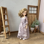 タッセルレースワンピース　ラベンダーグレー　リカちゃん服　ピュアニーモ2エモーションS