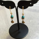 ターコイズ&アクアオーラ  シェルモチーフピアス