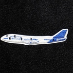 ★刺繍シール／ステッカー★　ジャンボ飛行機　青　小サイズ