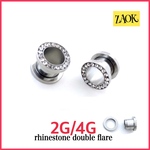 （送料無料）00G 0G ボディピアス  1個　片耳　トンネル　軟骨　サージカルステンレス316L　拡張　耳たぶ　ネジ式　ラインストーン 輝き　ラージゲージ