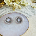 アンティーク　ボタン　グレー　イヤリング
