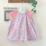 ★洋服のような半袖スモック★１２０－１３０　パープル　ケーキ＆キャンディ　お菓子　　　