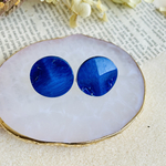 アンティークボタン　イヤリング　青