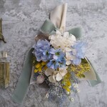 Swag bouquet＜Ciel bleu＞＊空色＊スワッグ＊春＊ブーケ＊壁掛け＊プリザーブドフラワー＊お花＊ギフト＊記念日＊結婚祝い＊ミモザ