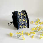 【受注生産】 斜めがけにも！2way canvas mini bag （ミモザblack）