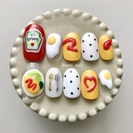 ◎ オムライス たまご 食べ物ネイル フードネイル 個性派ネイル 食べ物 ミニチュアフード ネイル ネイルチップ