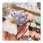 インド刺繍リボンのくるみボタンヘアゴム♡韓国手染めビーズとシフォンタッセル付き·͜· ♡