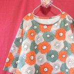 北欧風フラワー ゆったりワンピース　orange