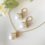 【セレモニー✨】大粒ファッションパール&ピアス&ネックレスセットNo.23-02-S