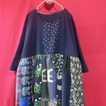 【ミナペルホネン】北欧パッチワーク ワンピース navy