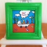 和式トイレのオープンカー　原画　トイレ絵　和式トイレ　車　オープンカー　トイレイラスト　額縁