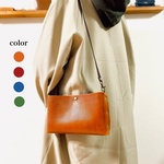 【長財布が入る】縫わないカシメサコッシュ キャメル　ボルドーブラウン　サファイア　オリーブグリーン