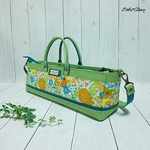 【ly様専用】№1424 倉敷帆布フルートバッグ＊アップルグリーン×リバティシックスティ×シアンブルー