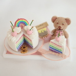 ミニチュア　ハンドメイド　ドールハウス　くまのレインボーケーキセット