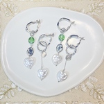 💚ハートパールアシンメトリーピアス☃️