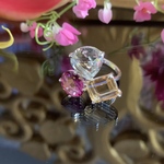 green amethyst citrine pink topazバリ島キラキラ #リング🍀15号