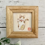 招き猫のミニ原画🐾「金運猫」三毛猫＜期間限定販売＞