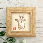 招き猫のミニ原画🐾「招福猫」ハチワレ猫＜期間限定販売＞