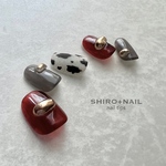 ☆新作〜Transparent Red〜【普通郵便送料無料】（牛柄ネイル・シアーカラー・赤ネイル・アクセサリーネイル・シックカラー）