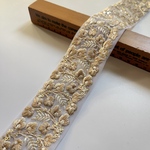 再入荷/約4.5cm幅/刺繍リボン/カラーチュール/アイボリー/小花/花柄