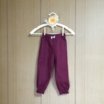 裾フリルパンツ(足首丈100㌢)＊ワインレッド色リネン