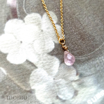 【新作】天然石ラベンダーアメジストのひと雫ネックレス（天然石・ラベンダー・ネックレス・春・桜・一粒・プチプラ）