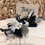 【ordermade】フラワー蝶ネクタイ＊チャームリボン （ブラック×グレーホワイト）子供から大人までOK♡